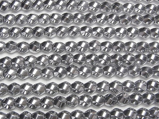 Hämatit Twist 6 facettierte runde 6x6x6mm silberbeschichtet 1Strang Perlen (ca. 15 Zoll/38 cm)