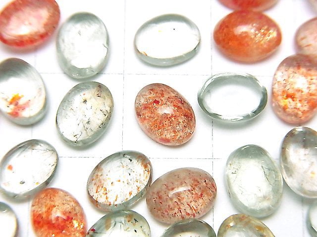 高品質多色太陽石 AAA 蛋面刻面 8x6mm 3顆