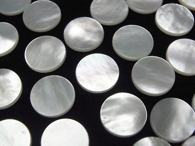 高品質白色貝殼 (銀唇蠔) AAA 未鑽平圓幣形 12x12mm 5顆