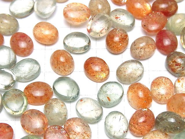 Hochwertiger mehrfarbiger Sonnenstein AAA- ovaler Cabochon 11x9mm 3 Stück