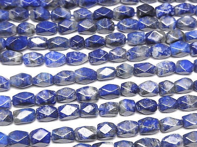 Lapislazuli AA+ rechteckige facettierte Röhre 1 Strang Perlen (ca. 33cm)