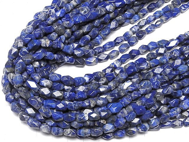 Lapislazuli AA+ rechteckige facettierte Röhre 1 Strang Perlen (ca. 33cm)