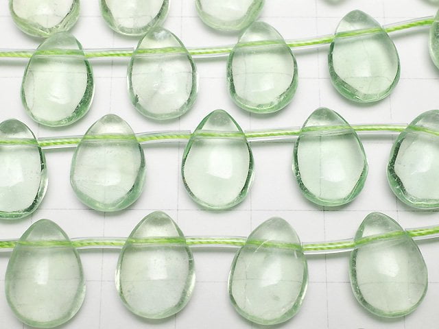 綠螢石 AAA- 梨形 (平滑) 14x10x6mm 半串或 1 串珠子 (約 7 英寸/18 公分)