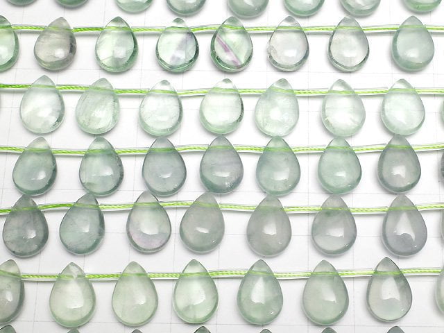 Grüner Fluorit AA+ Birnenform (glatt) 14x10x6mm 1 Strang Perlen (ca. 18cm)