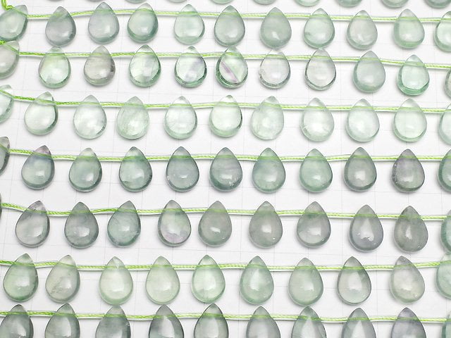 Grüner Fluorit AA+ Birnenform (glatt) 14x10x6mm 1 Strang Perlen (ca. 18cm)