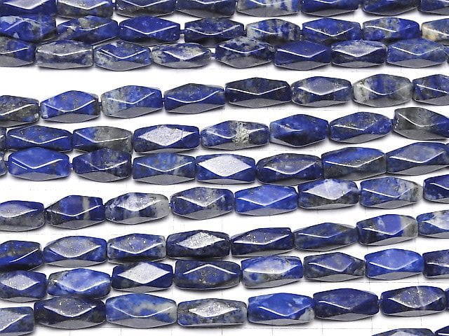 Lapislazuli AA+ rechteckige facettierte Röhre 1 Strang Perlen (ca. 32cm)