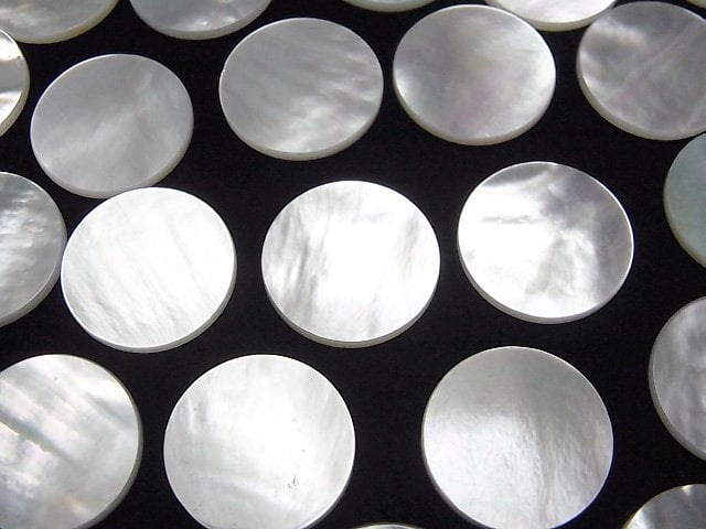 高品質白色貝殼 (銀唇蠔) AAA 未鑽平圓形 16x16mm 3顆