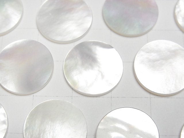 高品質白色貝殼 (銀唇蠔) AAA 未鑽平圓形 16x16mm 3顆