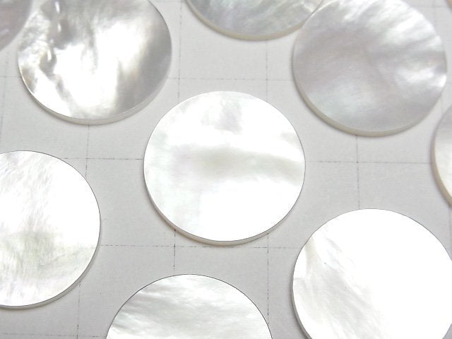 高品質白色貝殼(銀唇牡蠣)AAA 未鑽孔扁平圓片 18x18mm 3顆