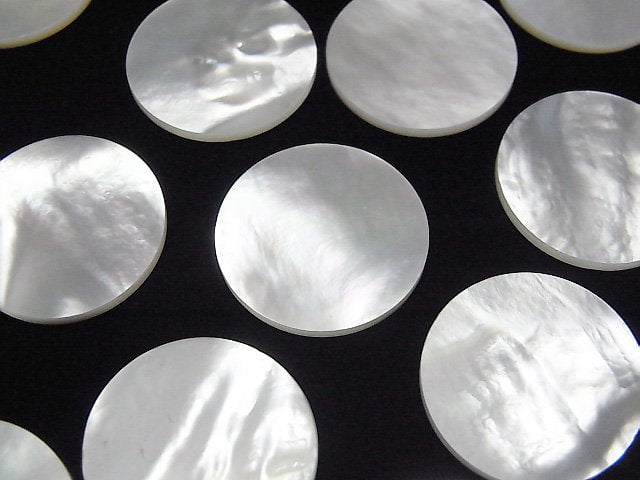 高品質白蝶貝 (銀唇蠔) AAA 無鑽平圓片 20x20mm 2個