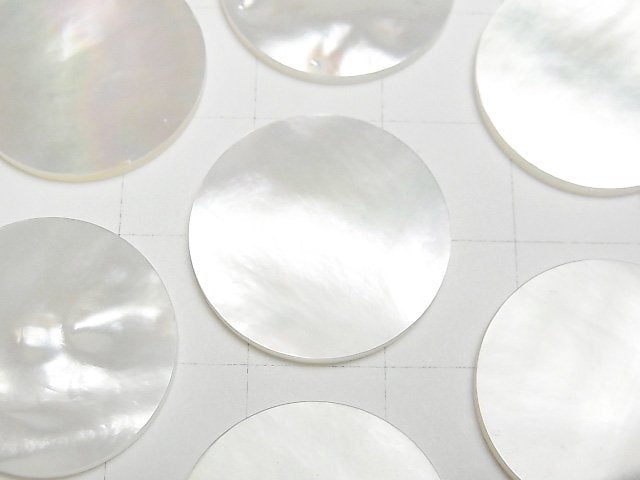 高品質白蝶貝 (銀唇蠔) AAA 無鑽平圓片 20x20mm 2個