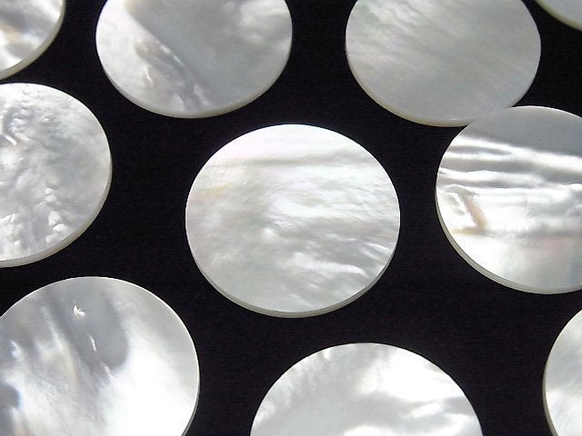 High Quality White Shell (Silver-lip Oyster) AAA Undrilled Flat Coin 22x22mm 2pcs