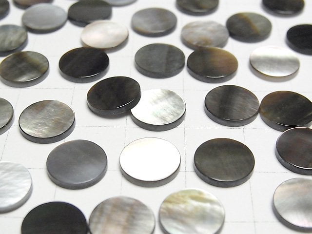 Hochwertige schwarze Muschel (Schwarze Lippen-Auster) AAA unbohrter flacher Coin 10x10mm 5 Stück