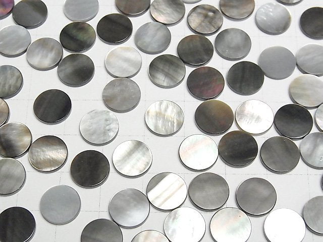 Hochwertige schwarze Muschel (Schwarze Lippen-Auster) AAA unbohrter flacher Coin 10x10mm 5 Stück