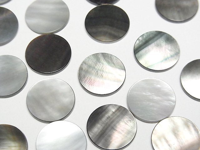 高品質黑碟貝 (黑唇牡蠣) AAA 未鑽平圓形 14x14mm 4顆