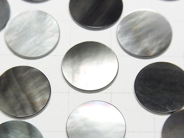 高品質黑碟貝 (黑唇牡蠣) AAA 未鑽平圓形 14x14mm 4顆