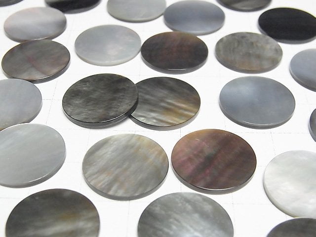 Hochwertige schwarze Muschel (Schwarze Lippen-Auster) AAA unbohrter flacher Coin 18x18mm 3 Stück