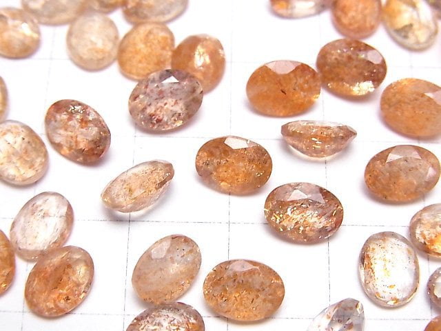 Hochwertiger Sonnenstein AAA- Lose Stein Oval Facettiert 8x6mm 3 Stück