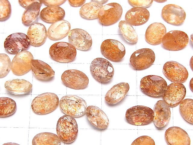 Hochwertiger Sonnenstein AAA- Lose Stein Oval Facettiert 8x6mm 3 Stück