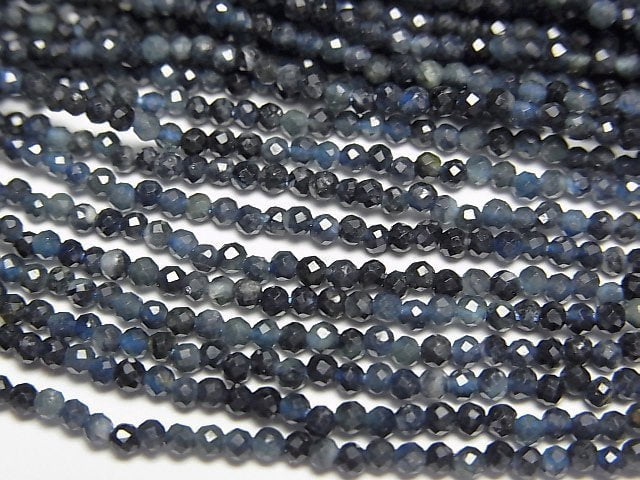 高品質!藍碧璽 AA+ 切面圓珠 2毫米 1串珠子 (約15英吋/38公分)