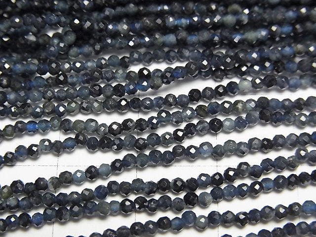 高品質!藍碧璽 AA+ 切面圓珠 2毫米 1串珠子 (約15英吋/38公分)