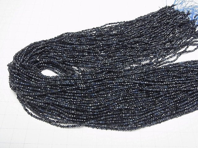 Hochwertig! Blauer Turmalin AA+ facettierte runde 2mm 1 Strang Perlen (ca. 38cm)