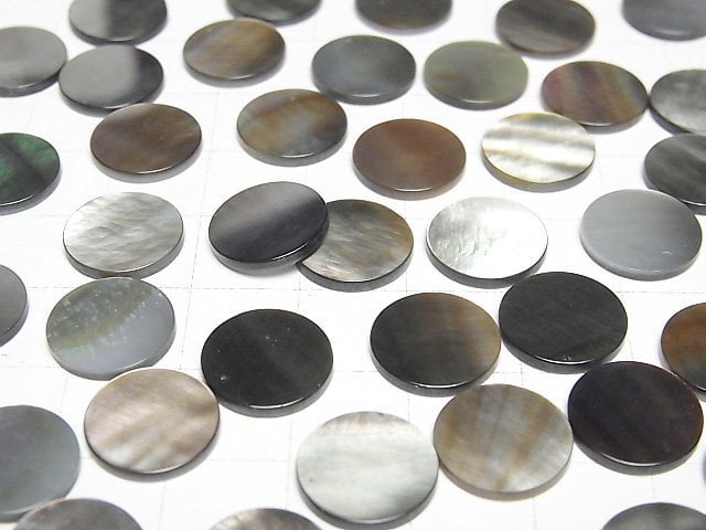Hochwertige schwarze Muschel (Schwarze Lippen-Auster) AAA unbohrter flacher Coin 12x12mm 5 Stück