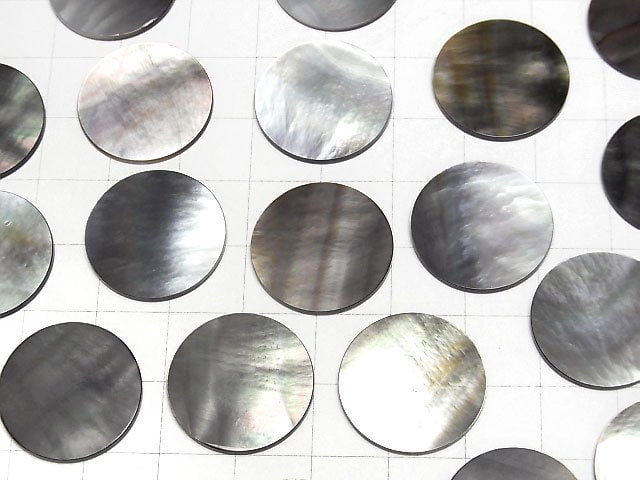 Hochwertige schwarze Muschel (Schwarze Lippen-Auster) AAA unbohrte Münze 20x20mm 2 Stück