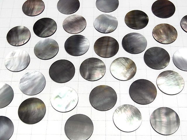 Hochwertige schwarze Muschel (Schwarze Lippen-Auster) AAA unbohrte Münze 20x20mm 2 Stück