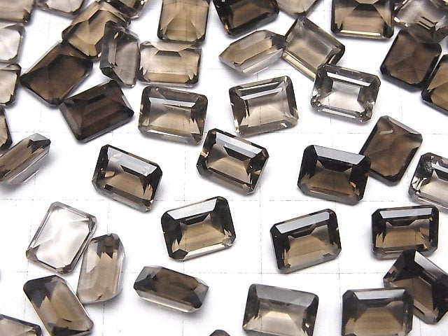 Hochwertiger rauchiger Quarz AAA lose Steine rechteckig facettiert 9x7mm 3 Stück