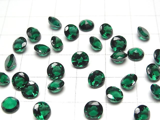 Synthetischer Smaragd AAA Lose Stein Rund Facettiert 6x6mm 1 Stück