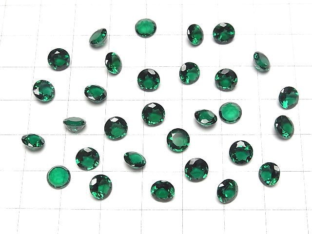 Synthetischer Smaragd AAA Lose Stein Rund Facettiert 6x6mm 1 Stück