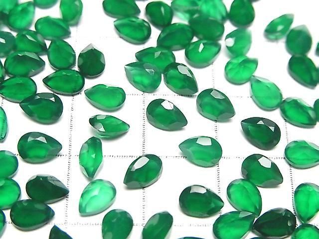 Hochwertiger grüner Onyx AAA lose Steine birnenförmig facettiert 6x4mm 10 Stück