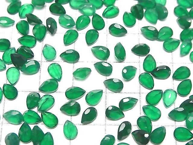 Hochwertiger grüner Onyx AAA lose Steine birnenförmig facettiert 6x4mm 10 Stück