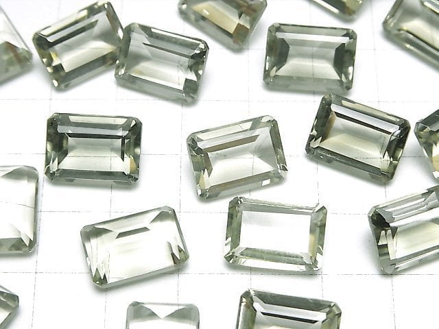 Hochwertiger grüner Amethyst AAA lose Stein rechteckig facettiert 14x10mm 1 Stück