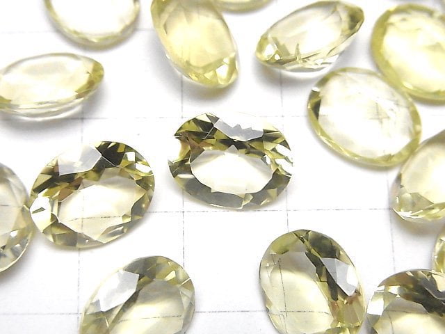 高品質檸檬石英 AAA 橢圓形刻面裸石 12x10mm 2顆