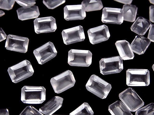 高品質玫瑰石英 AAA 裸石長方形刻面 7x5mm 5顆