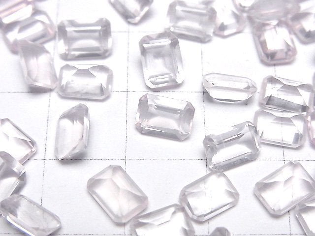 高品質玫瑰石英 AAA 裸石長方形刻面 7x5mm 5顆