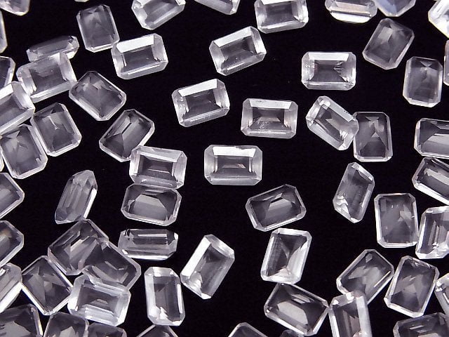 Hochwertiger Rosenquarz AAA lose Stein rechteckig facettiert 7x5mm 5 Stück