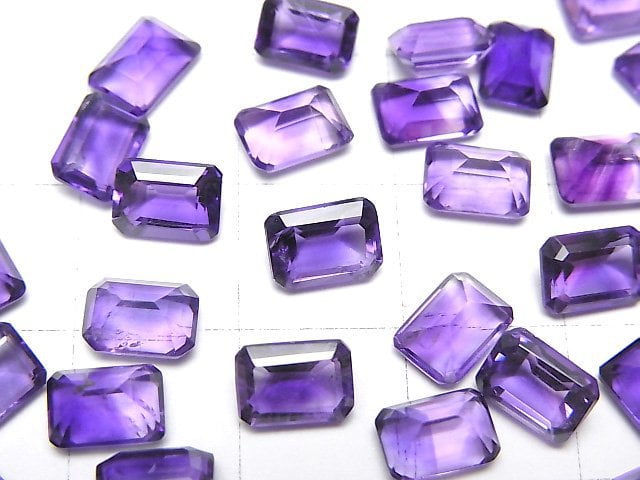 高品質紫水晶 AAA - 裸石 矩形刻面 7x5mm 3顆