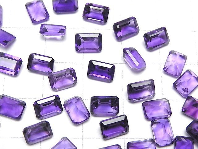 Hochwertiger Amethyst AAA- lose Stein rechteckig facettiert 7x5mm 3 Stück