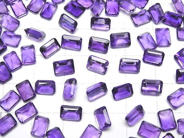 Hochwertiger Amethyst AAA- lose Stein rechteckig facettiert 7x5mm 3 Stück