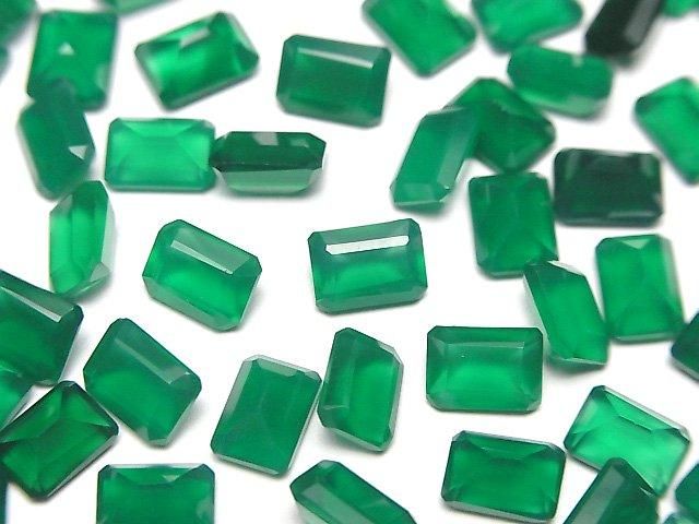高品質綠瑪瑙 AAA 裸石 矩形 刻面 7x5公釐 5顆