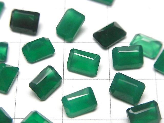 高品質綠瑪瑙 AAA 裸石 矩形 刻面 7x5公釐 5顆