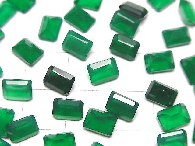 Hochwertiger grüner Onyx AAA lose Stein rechteckig facettiert 7x5mm 5 Stück