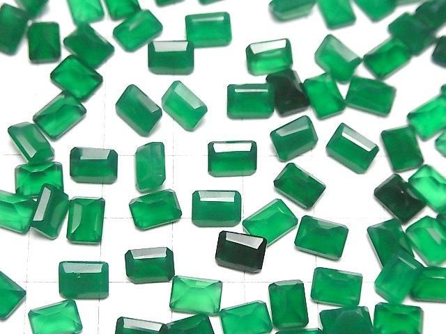 Hochwertiger grüner Onyx AAA lose Stein rechteckig facettiert 7x5mm 5 Stück