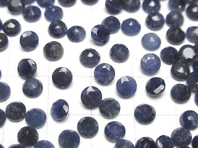 Blauer Saphir AAA- loser Stein rund facettiert 5x5mm 3 Stück