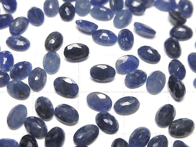 Blauer Saphir AAA- loser Stein oval facettiert 6x4mm 3 Stück
