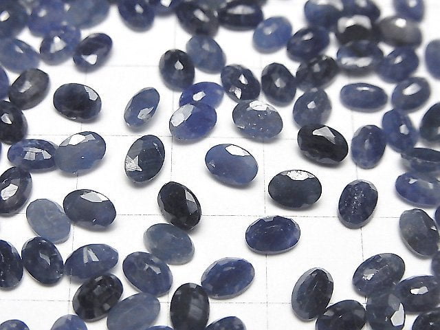 Blauer Saphir AAA- loser Stein oval facettiert 6x4mm 3 Stück