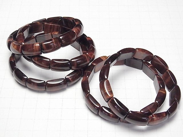Roter Tigerauge AAA- 2-Loch Rechteck 16x10x6mm 1 Strang Perlen (Armband)